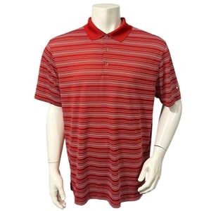 Nike Golf Men’s Polo Shirt Stripped Red White Dri-Fit Short Sleeve XL